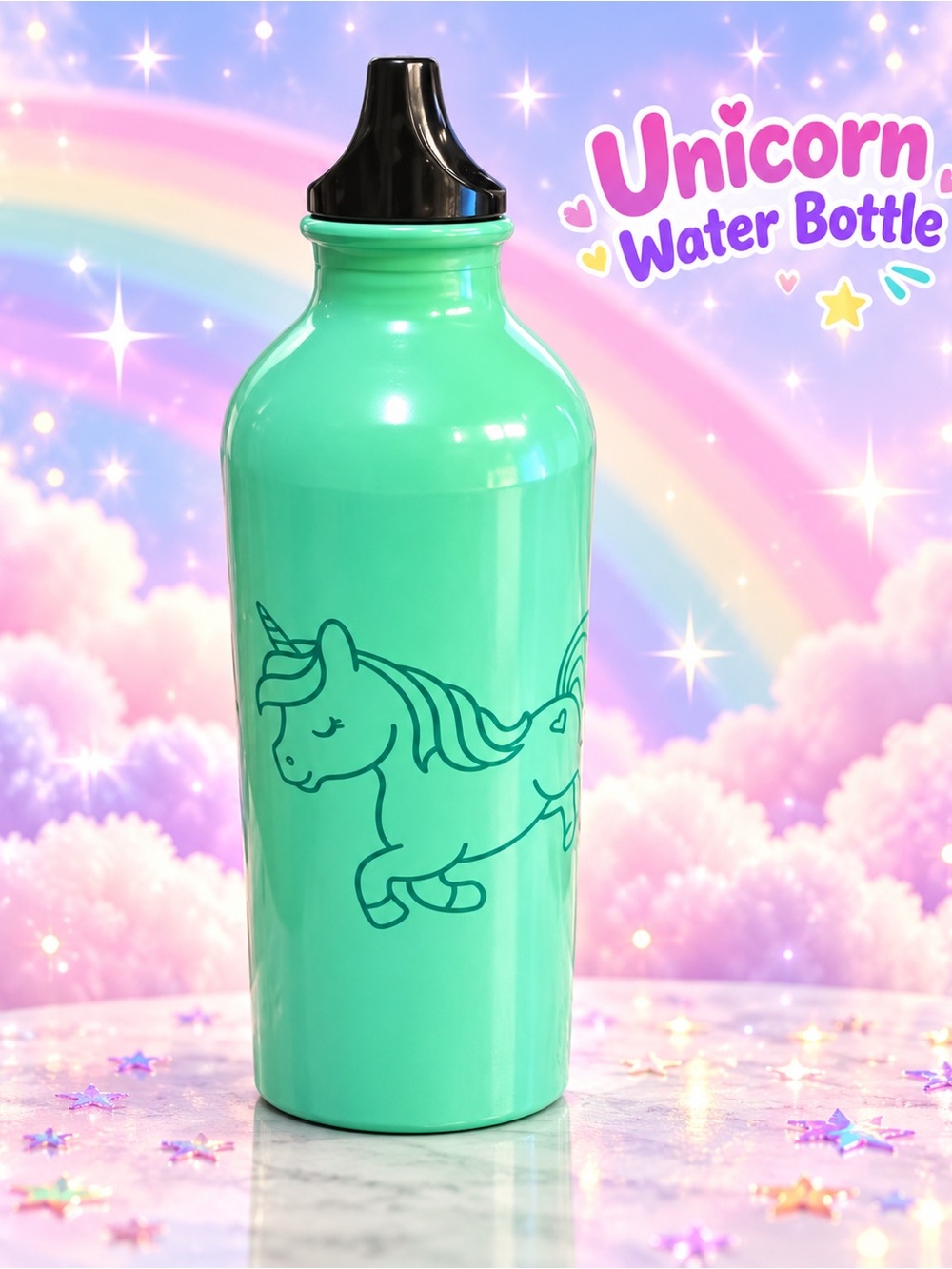 Unicorn Kids Water Bottle - Mint Green